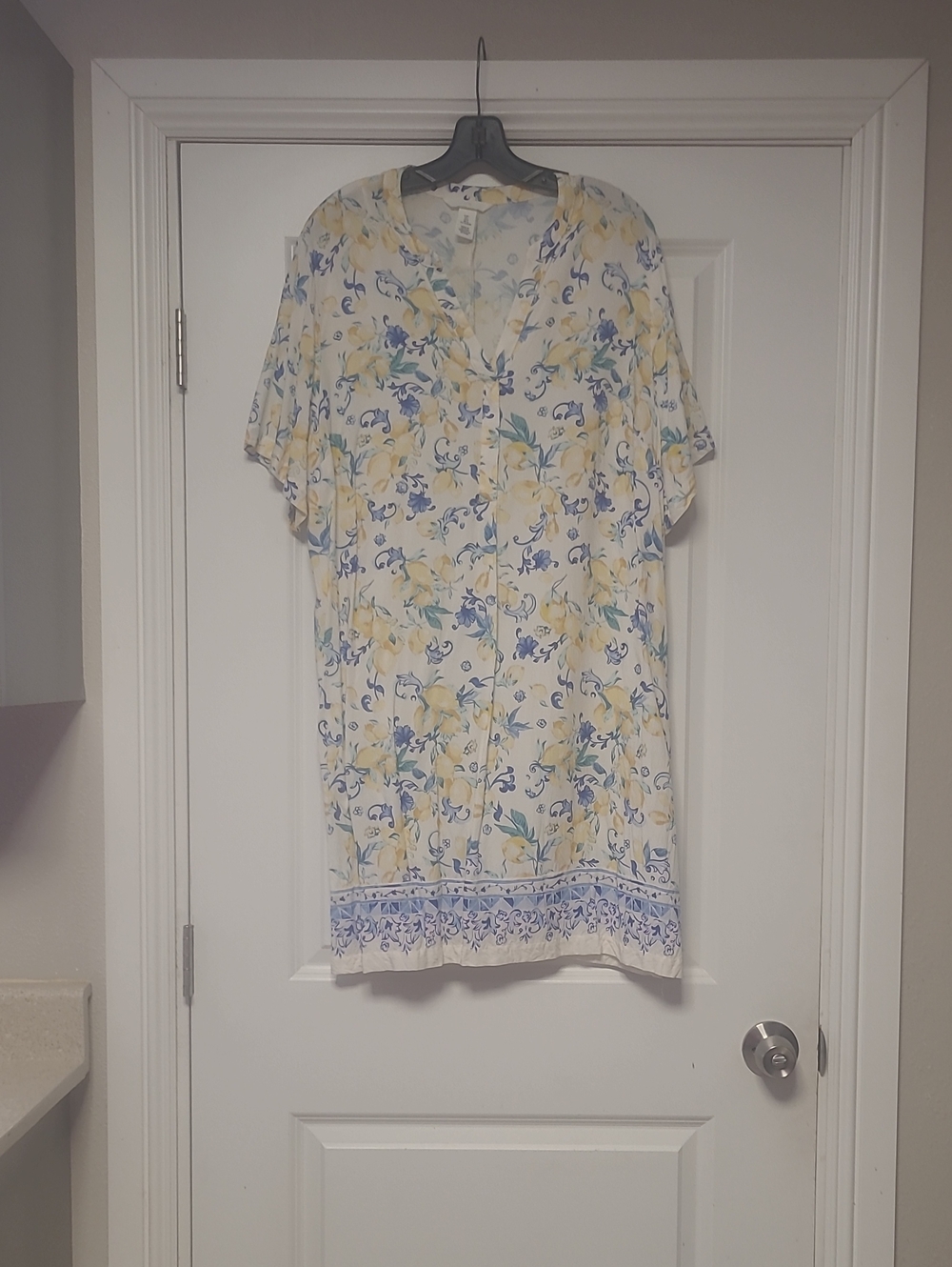 H&M White Dress with Blue and Yellow Floral Print